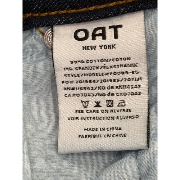 Oat Straight Leg Denim Jeans Dark Blue Raw-Hem High-Waist Womens Size 12 / 31 - Picture 7 of 8